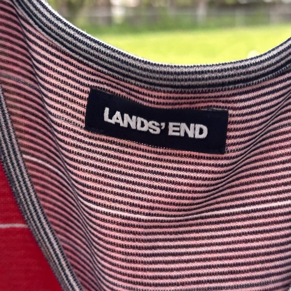 Lands' End Women’s Petite Slub Swing Tank Dress Red Blue Stripe XL Comfy Summer - Picture 11 of 11